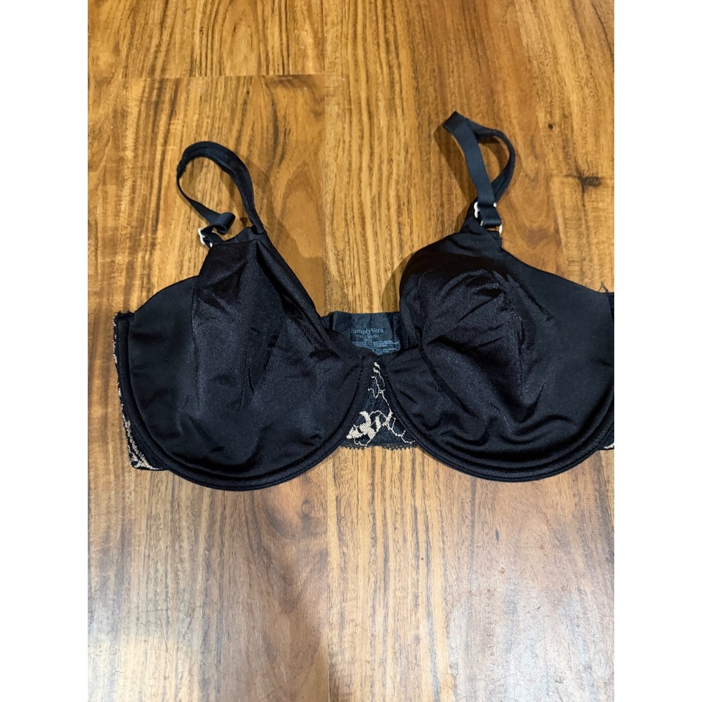 Lingerie Womens Simply Vera Vera Wang Lace Trim Underwire Bra 36DD Black